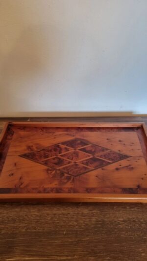 Plateau Art Déco en marqueterie de bois