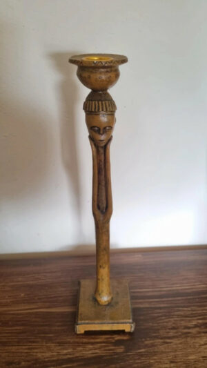Bougeoir en bois sculpté art africain 1
