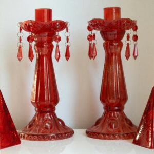 Chandeliers Vintage en verre rouge