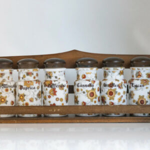 Étagère à épices vintage Parma - Made in Italy avec 6 pots en céramique fleuris