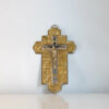 Grande Croix Murale Crucifix en Métal Doré et Argenté - Style Art Déco 1