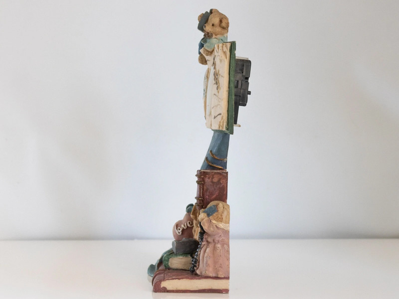 Horloge Décorative Vintage Oursons Lecteurs sur Pile de Livres