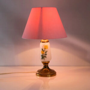 Lampe Italienne en porcelaine Florentine décoration floral années 60