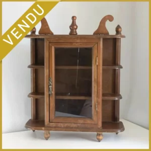 Petite Étagère Vitrine Murale Vintage en Bois