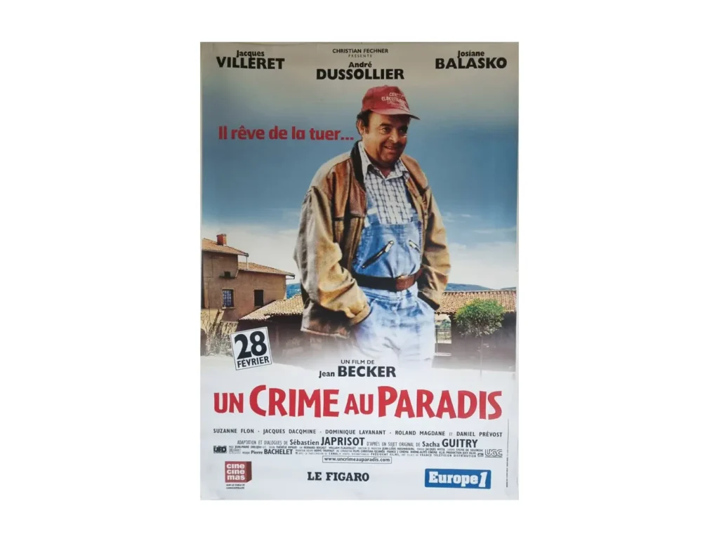 Affiche de cinéma Un crime au paradis avec Villeret et Balasko