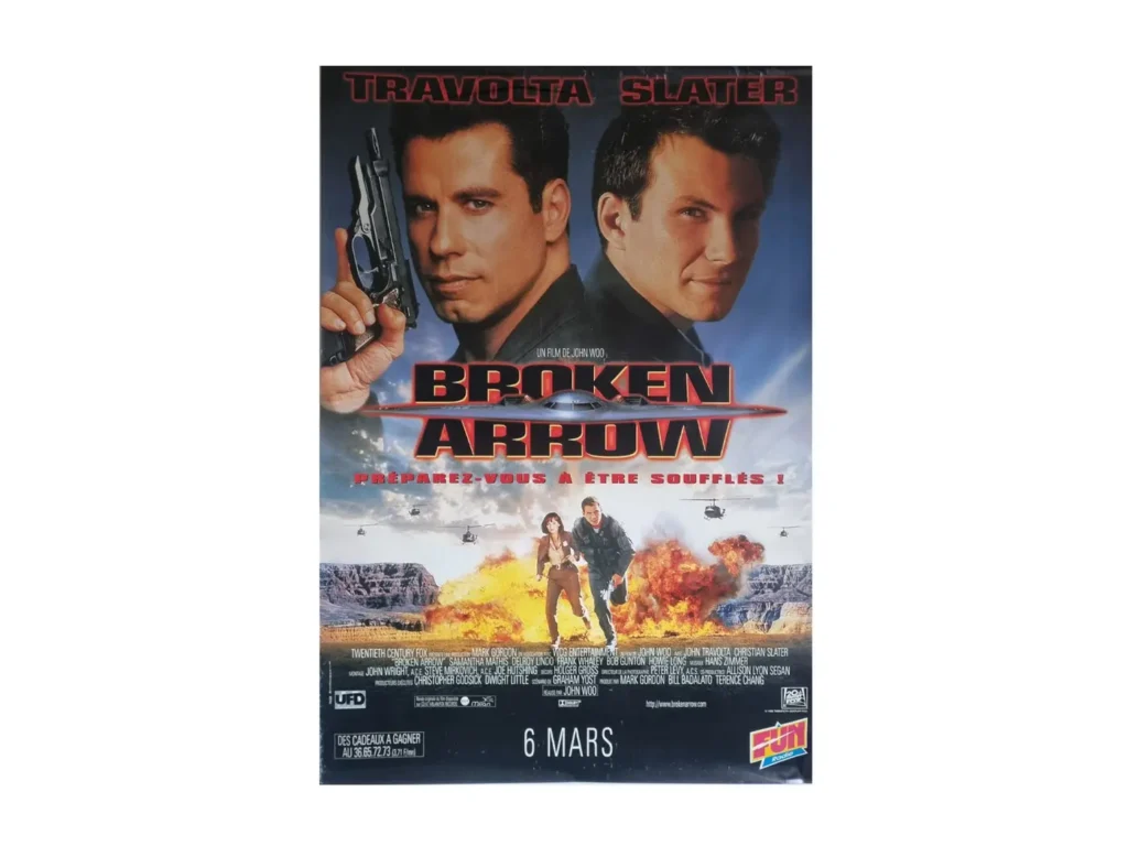 Affiche de film Broken Arrow de John Woo, cinéma d'action US