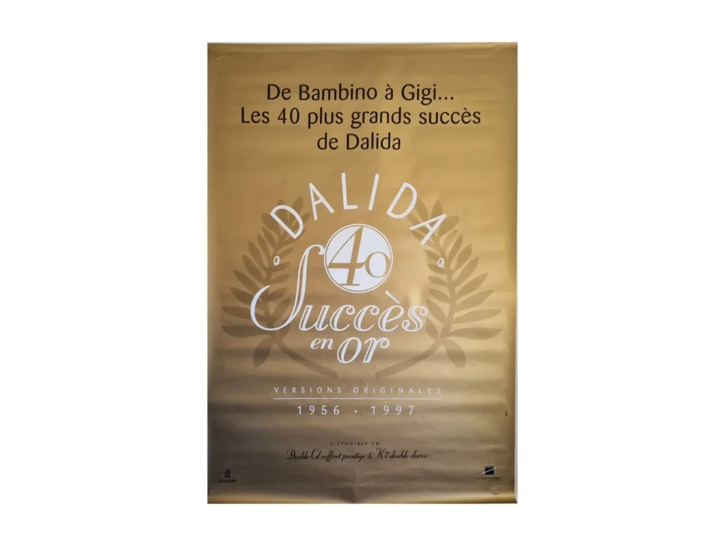 Affiche vintage Dalida, Succès en or 40, de Bambino à Gigi