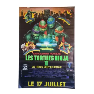 Affiche vintage du film Les Tortues Ninja II, les héros de retour