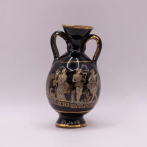 Amphore grecque miniature dorée à l'or 24K, scène mythologique