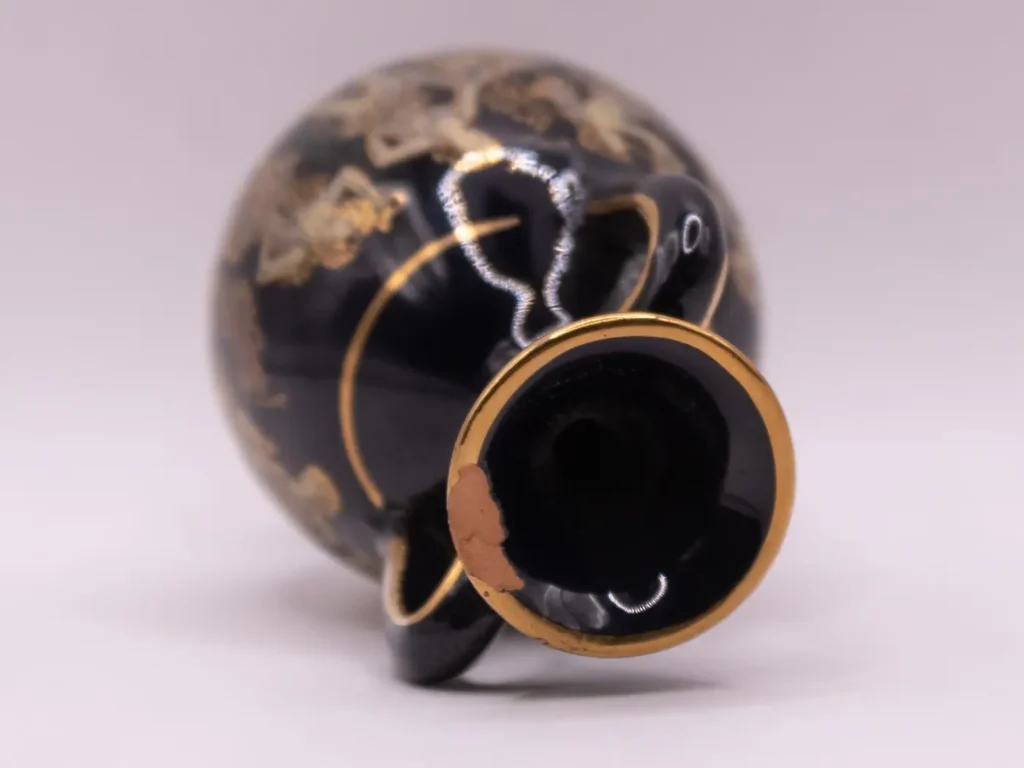 Amphore grecque miniature dorée à l'or 24K, scène mythologique