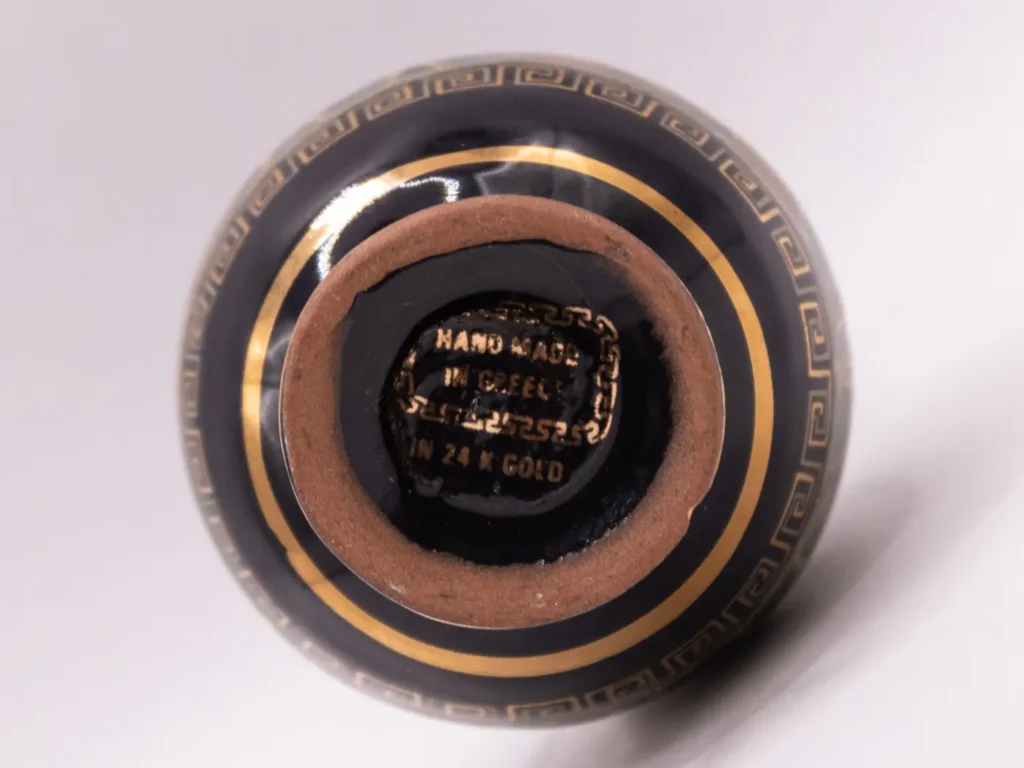 Amphore grecque miniature dorée à l'or 24K, scène mythologique