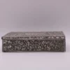 Boîte à tabac ancienne en métal argenté avec gravure Melotte