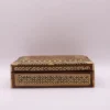 Boîte rangement vintage bois et nacre motifs étoiles géométriques