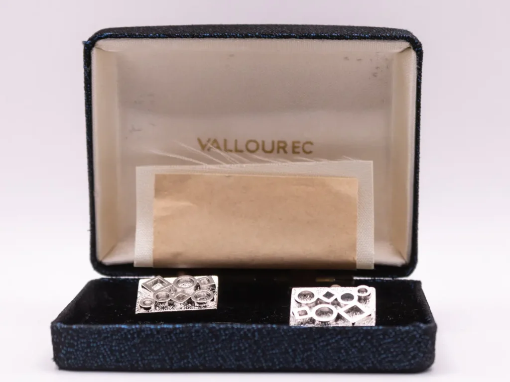 Boutons de manchette Vallourec géométriques en acier argenté
