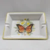 Cendrier porcelaine Pillivuyt Laufen, décor papillon monarque