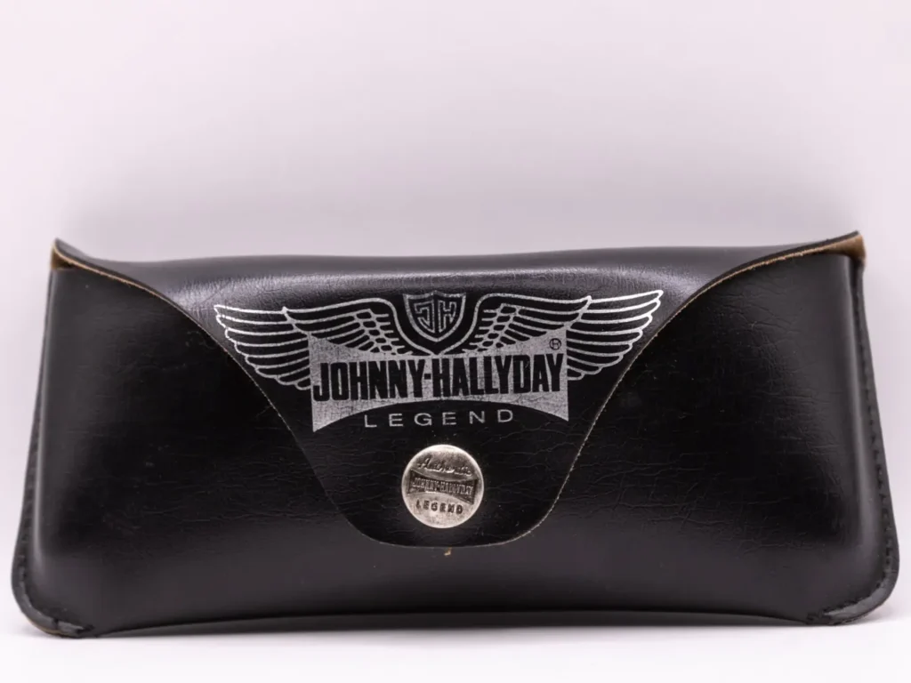 Étui à lunettes Johnny Hallyday Legend en similicuir noir et gris