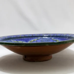 Grand plat de service marocain en céramique de Fès multicolore