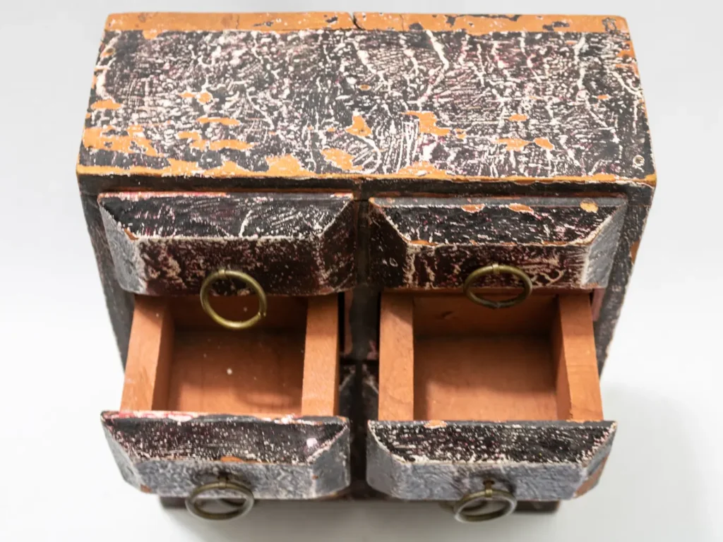 Grande boîte à bijoux en bois style commode vintage 8 tiroirs