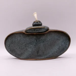 Lampe à huile vintage en céramique émaillée, pièce de collection