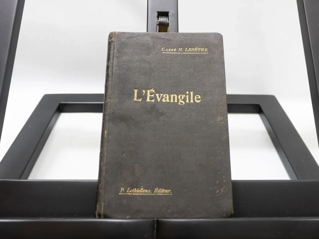 Livre ancien L'Evangile 1903, édition luxe cuir vert et or
