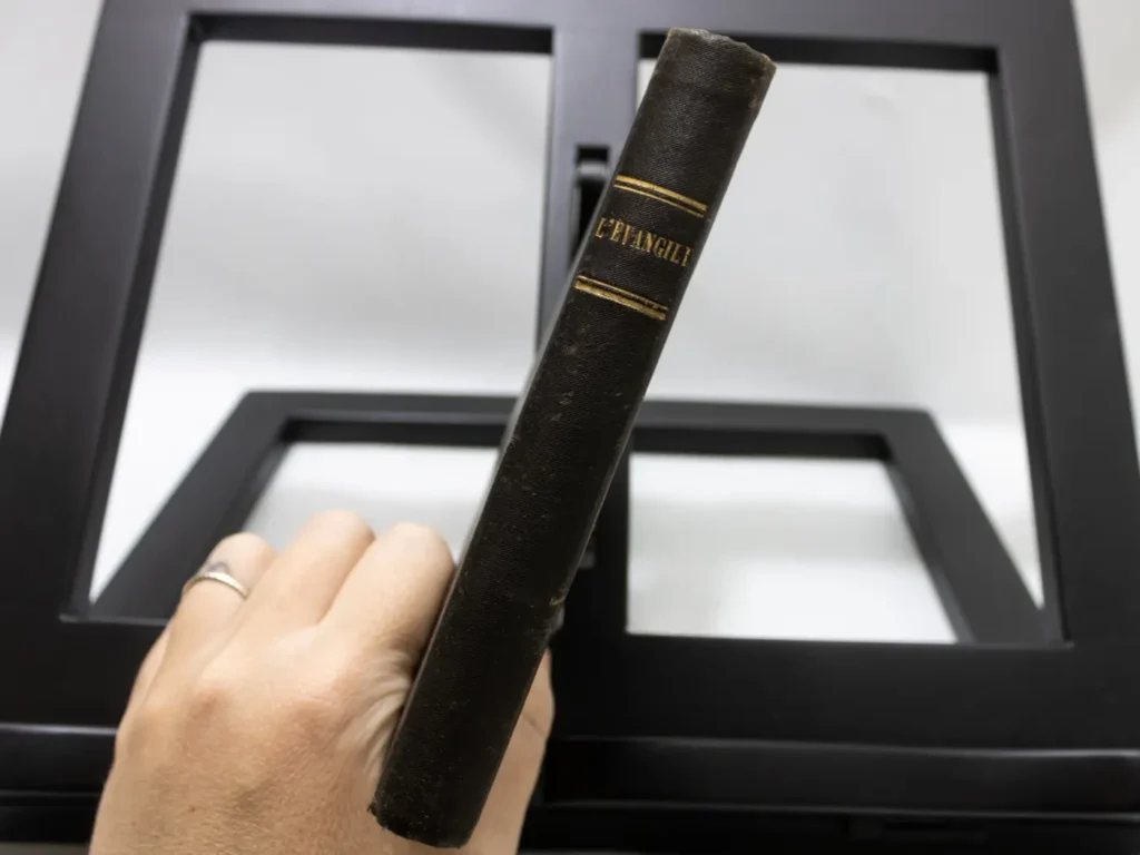 Livre ancien L'Evangile 1903, édition luxe cuir vert et or