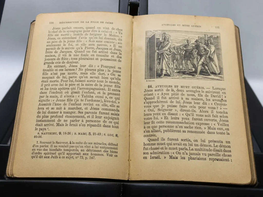 Livre ancien L'Evangile 1903, édition luxe cuir vert et or