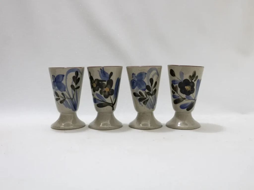 Lot de 4 tasses à café Mazagran vintage en grès multicolore