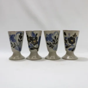 Lot de 4 tasses à café Mazagran vintage en grès multicolore