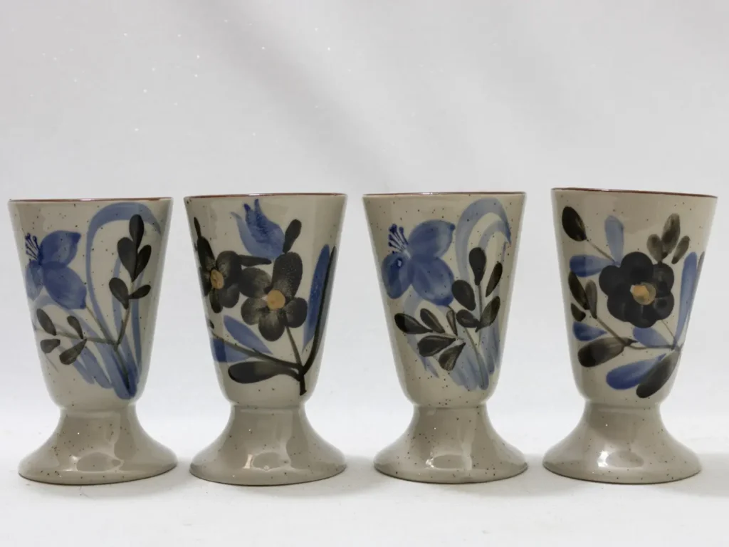 Lot de 4 tasses à café Mazagran vintage en grès multicolore