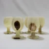 Lot de six verres à pied en onyx marbré artisanal du Pakistan