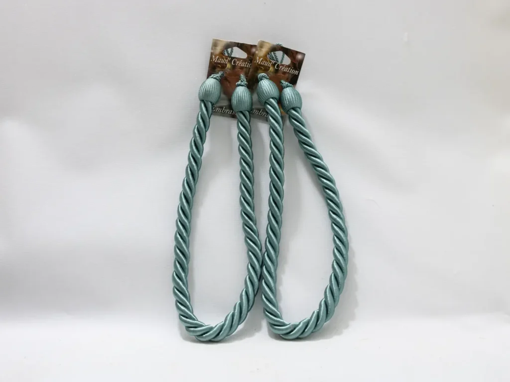 Paire d'embrasses de rideaux bleues artisanales Maud'création