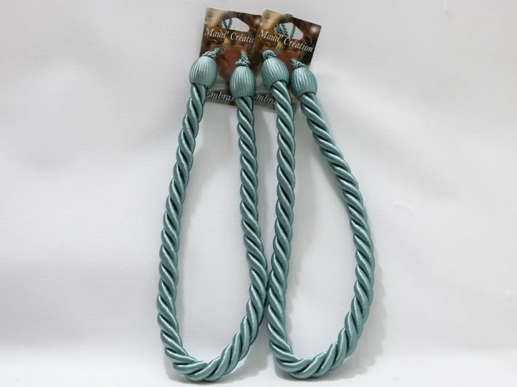 Paire d'embrasses de rideaux bleues artisanales Maud'création