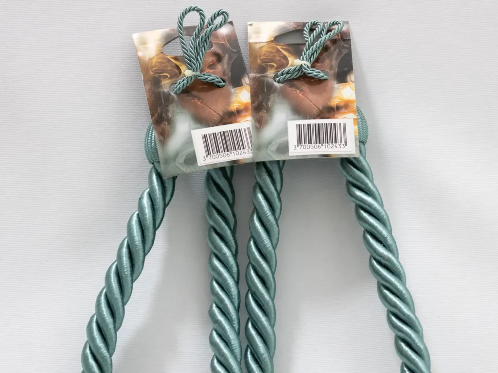 Paire d'embrasses de rideaux bleues artisanales Maud'création