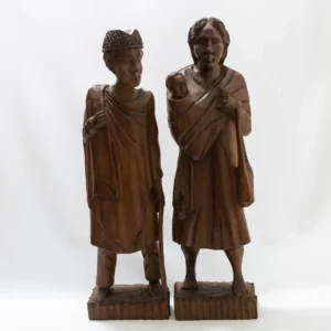 Paire de statues vintage, couple malgache en bois style ébène