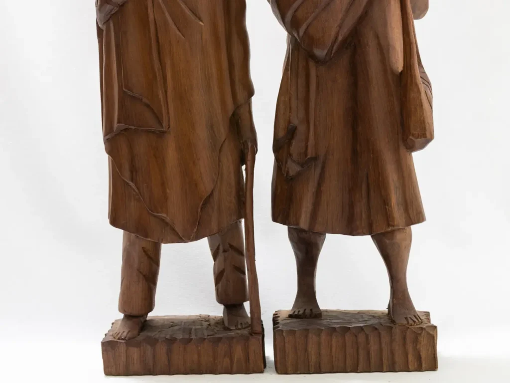 Paire de statues vintage, couple malgache en bois style ébène