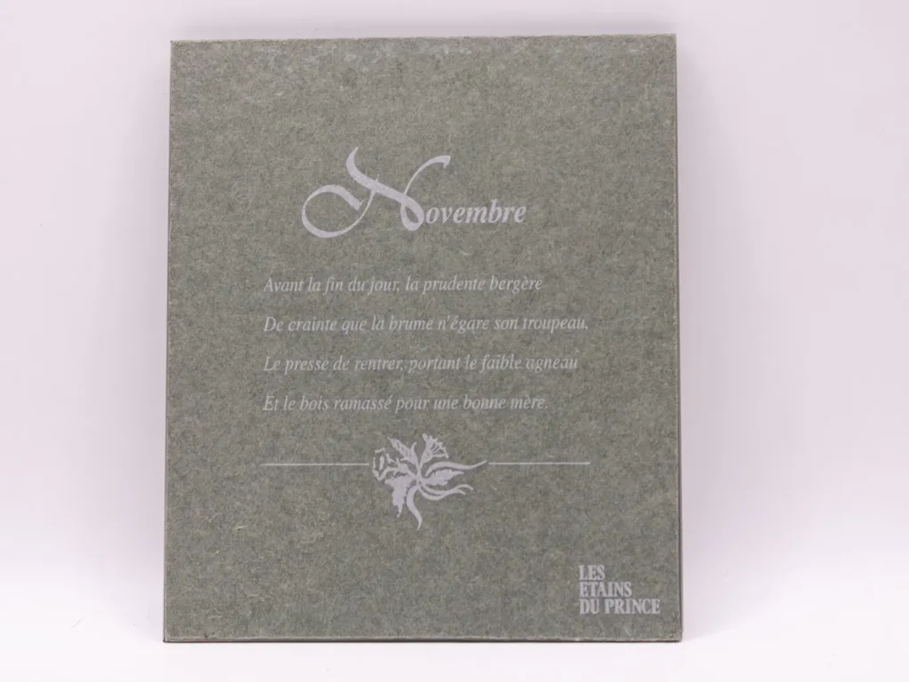 Plaque décorative en étain Les étains du prince, poème Novembre