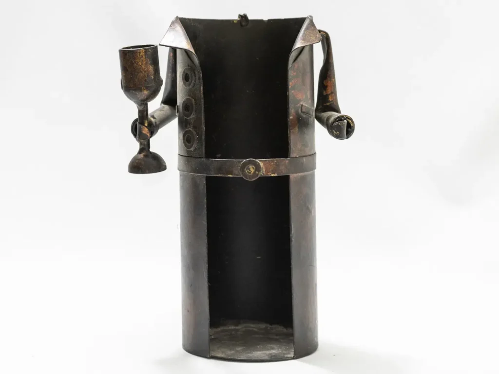Porte-bouteille original en métal, sculpture de sommelier design
