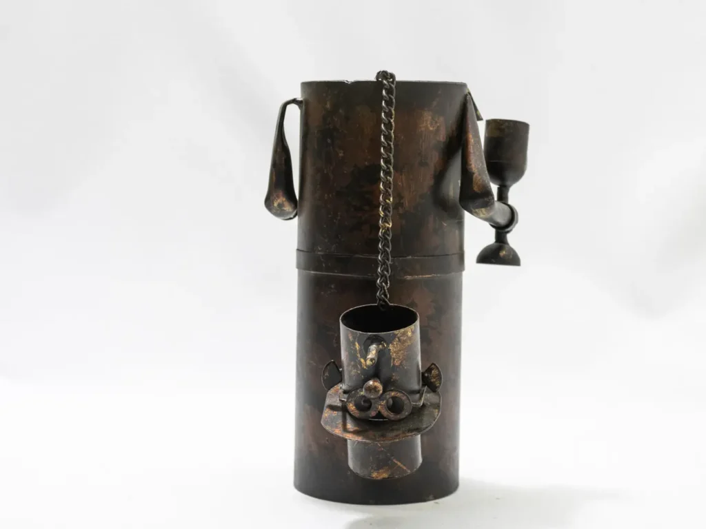Porte-bouteille original en métal, sculpture de sommelier design