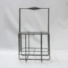 Porte-bouteilles vintage en métal gris pour six bouteilles