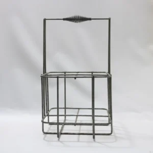 Porte-bouteilles vintage en métal gris pour six bouteilles