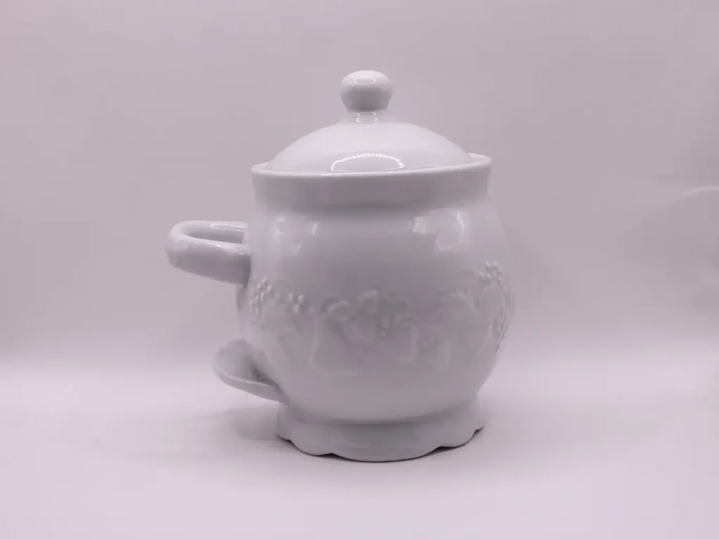 Pot à crème ou soupe en porcelaine blanche PH. Deshoulières