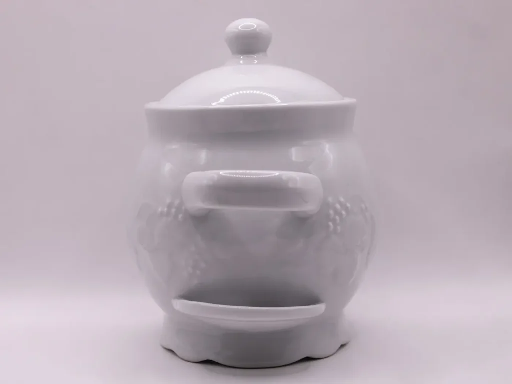 Pot à crème ou soupe en porcelaine blanche PH. Deshoulières