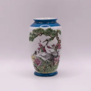 Pot à pinceaux en céramique, motifs de pin et fleurs peints