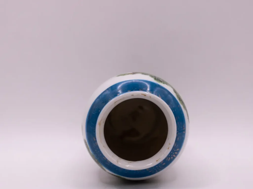 Pot à pinceaux en céramique, motifs de pin et fleurs peints