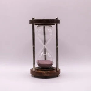 Sablier Ancien en Bois et Métal avec son Sable Violet Foncé
