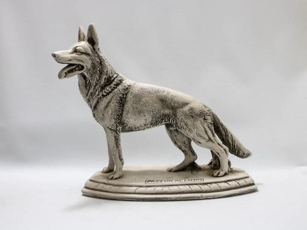 Statue Chien Berger Allemand Assis en Résine - Pastor Aleman