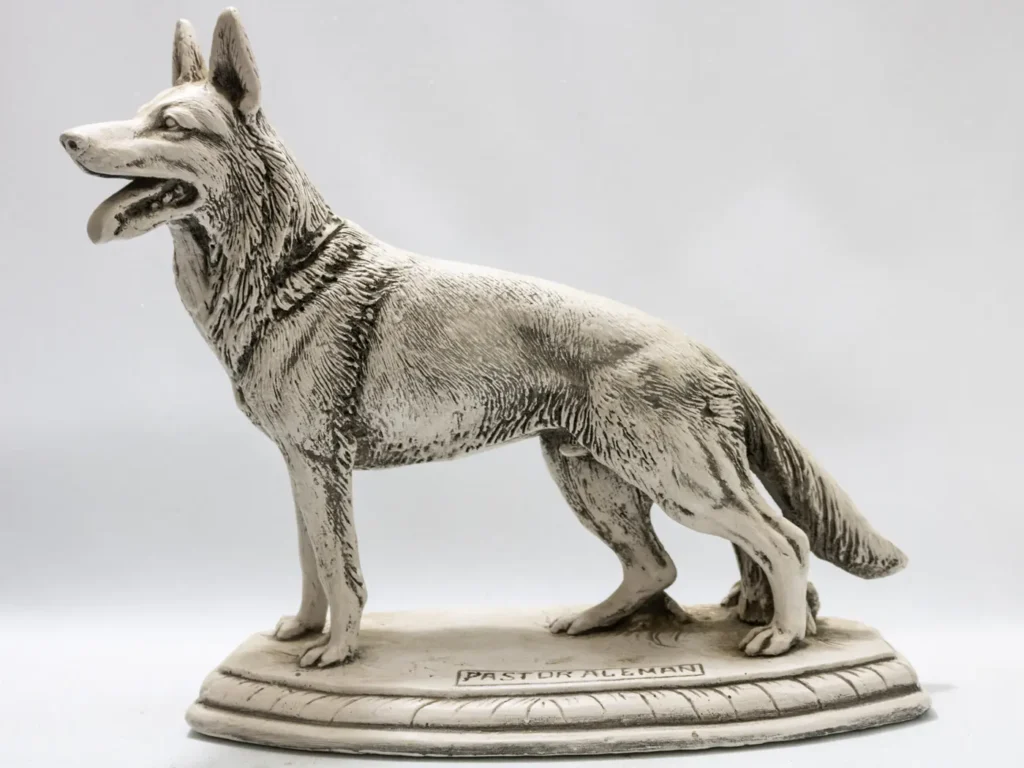 Statue Chien Berger Allemand Assis en Résine - Pastor Aleman
