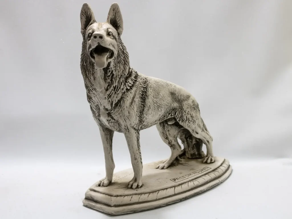 Statue Chien Berger Allemand Assis en Résine - Pastor Aleman
