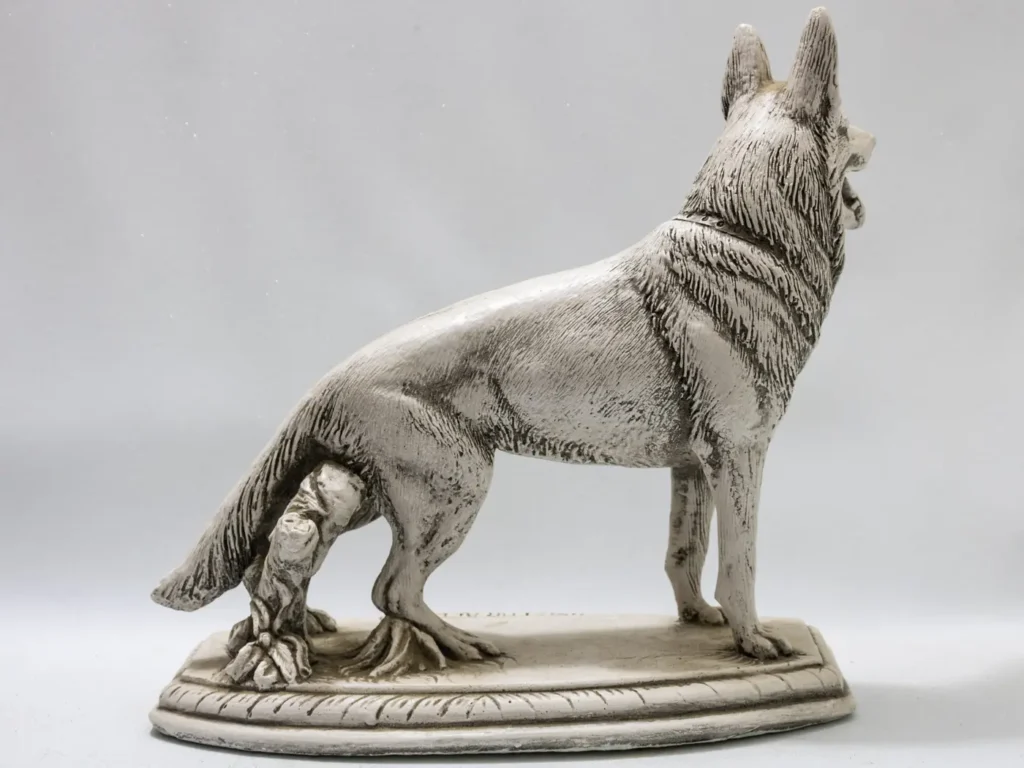 Statue Chien Berger Allemand Assis en Résine - Pastor Aleman