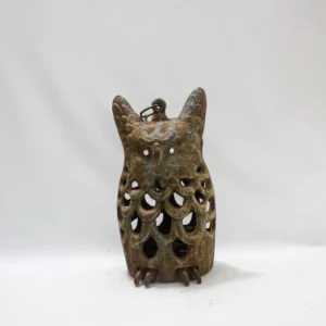 Lampe Photophore Chouette Hibou en fonte massive style rustique